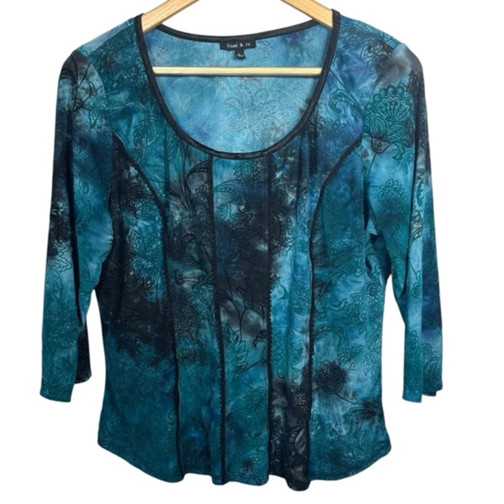 Vtg Y2K Women's Corset Top Sz L Velvet Witchy Fairy Gothic Blue Black Sam and Jo